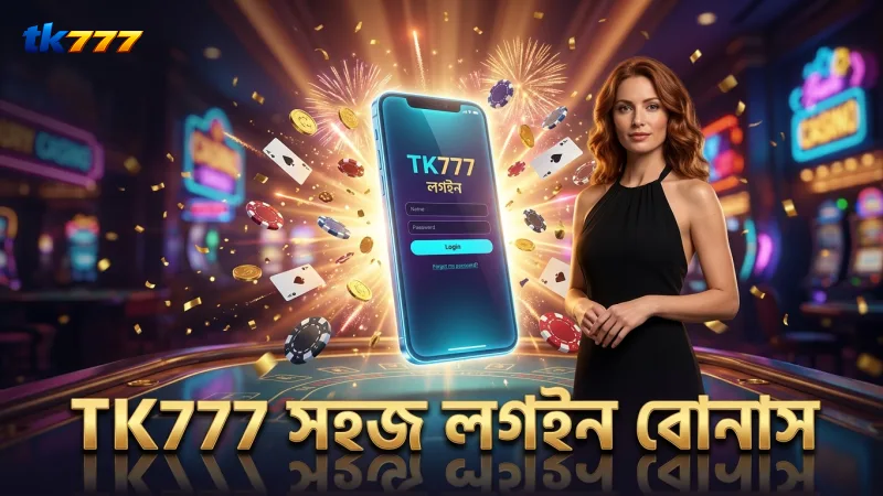 TK777-এ ফোন থেকে সহজে লগইন ও বোনাস পাওয়ার সুবিধা।